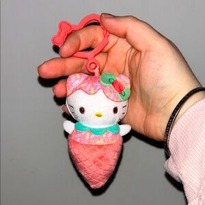 Hello Kitty Ice Cream Cone Plush Keychain
